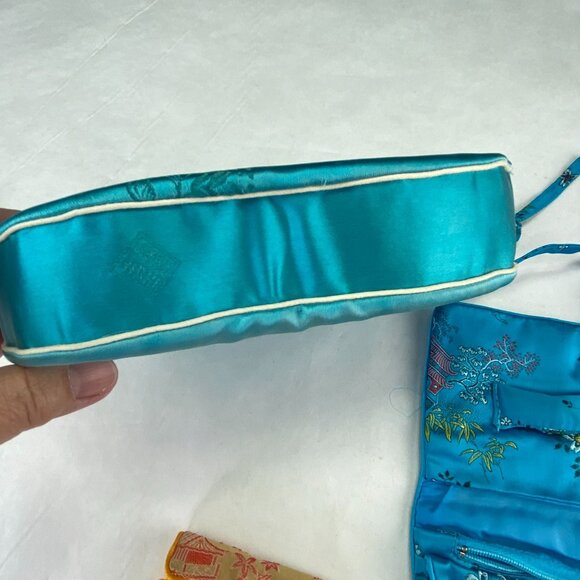 Vintage Lot of 3 Silk Satin Asian Embroidered Accessory Bags - Picture 7 of 10